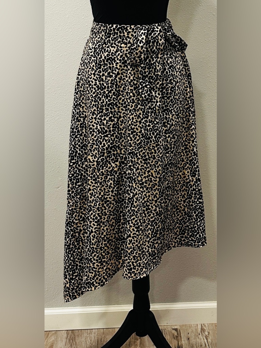 Nine West Leopard Print Wrap Skirt - Black & Cream
